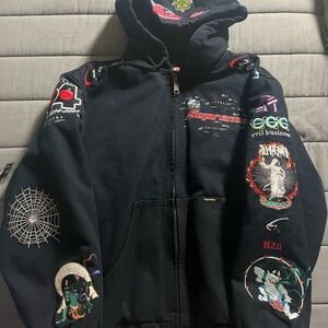Supreme AOI Canvas Work Zip Jacket Black Stitch Patch Size Small
